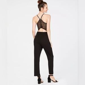 EMERALD SUNDAE Juniors' Lace-Back Jumpsuit